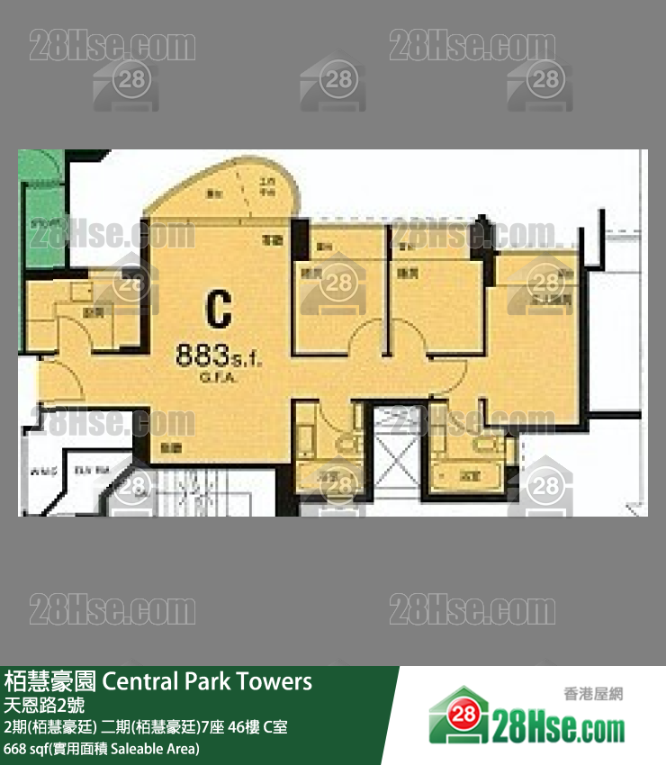 栢慧豪園 2期(栢慧豪廷) 二期(栢慧豪廷)7座 46樓 C室 平面圖
