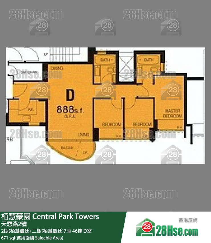 栢慧豪園 2期(栢慧豪廷)二期(栢慧豪廷)7座46樓 D室 平面圖