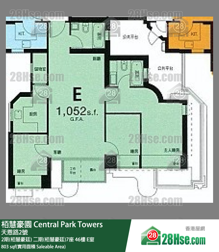 栢慧豪園 2期(栢慧豪廷) 二期(栢慧豪廷)7座 46樓 E室 平面圖