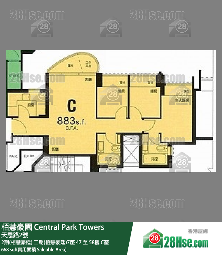 栢慧豪園 2期(栢慧豪廷)二期(栢慧豪廷)7座53樓 C室 平面圖