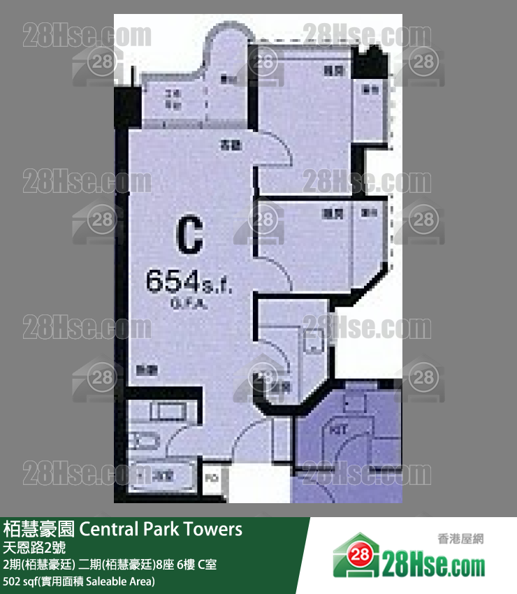 栢慧豪園 2期(栢慧豪廷)二期(栢慧豪廷)8座6樓 C室 平面圖