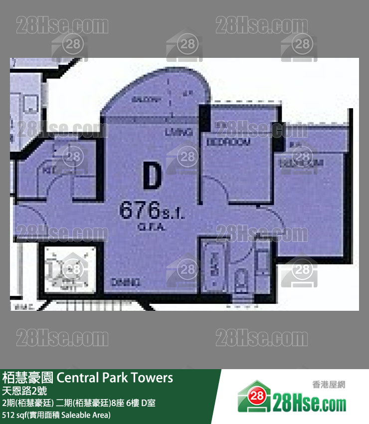 栢慧豪園 2期(栢慧豪廷)二期(栢慧豪廷)8座6樓 D室 平面圖