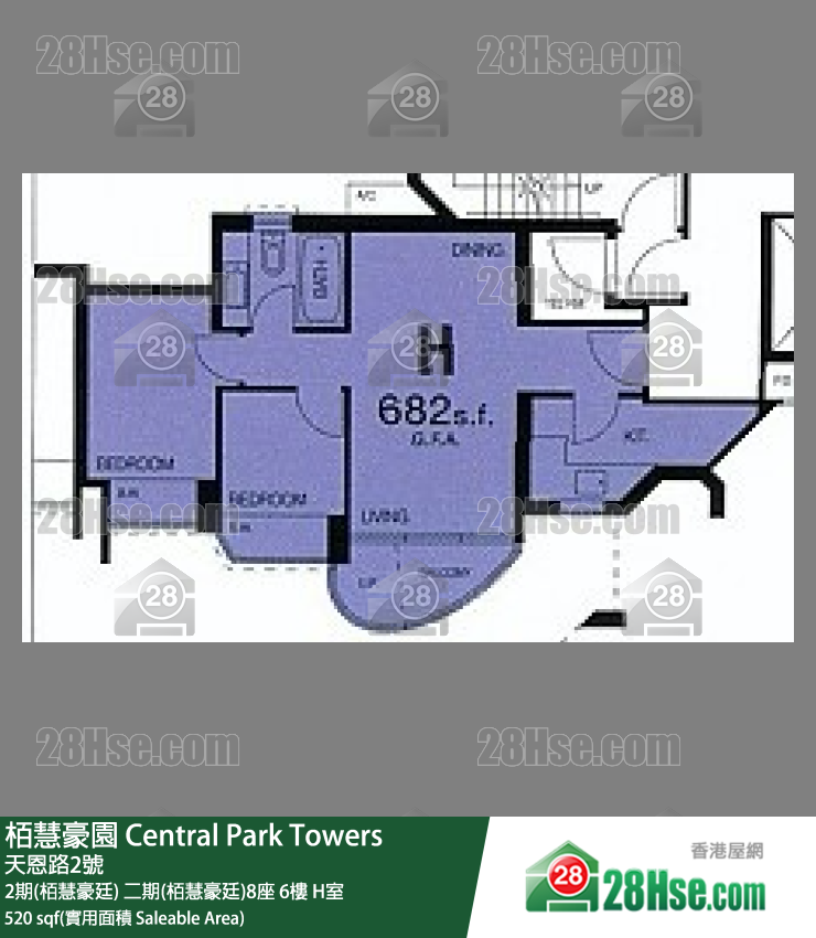 栢慧豪园 2期(栢慧豪廷)二期(栢慧豪廷)8座6楼 H室 平面图