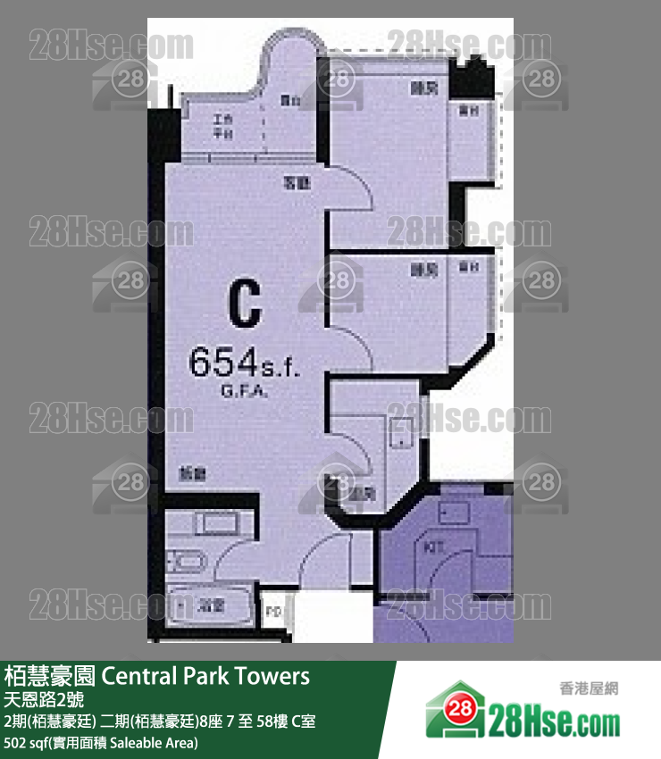 栢慧豪園 2期(栢慧豪廷)二期(栢慧豪廷)8座28樓 C室 平面圖