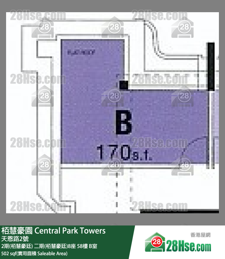 栢慧豪園 2期(栢慧豪廷) 二期(栢慧豪廷)8座 58樓 B室 平面圖