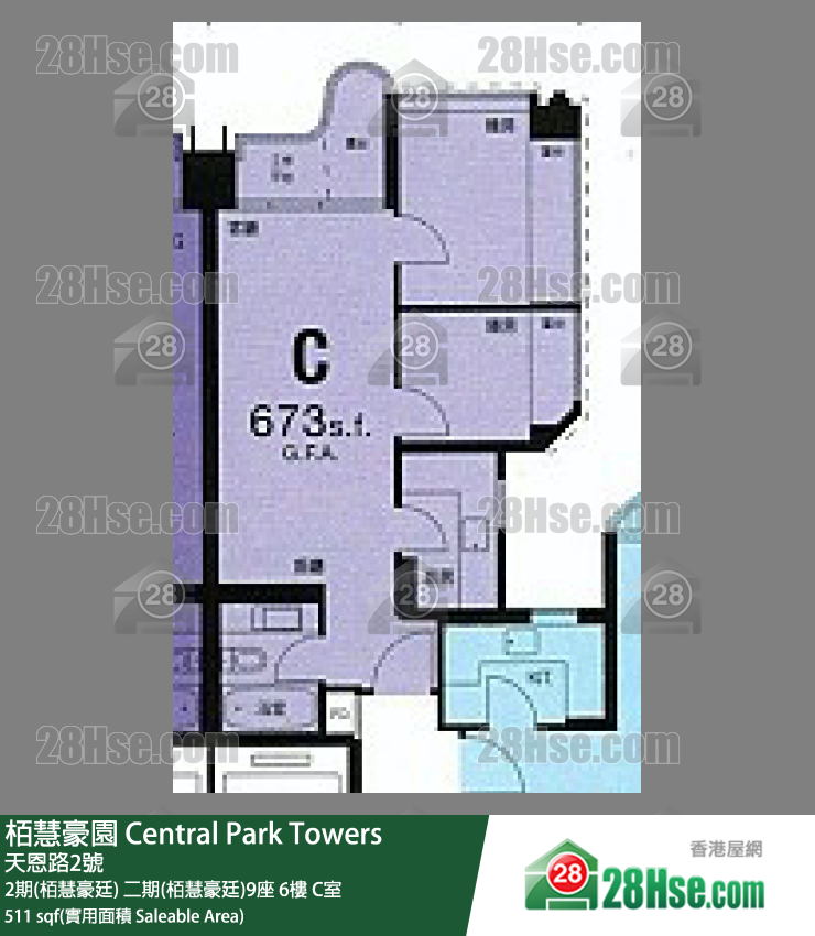 栢慧豪园 2期(栢慧豪廷)二期(栢慧豪廷)9座6楼 C室 平面图