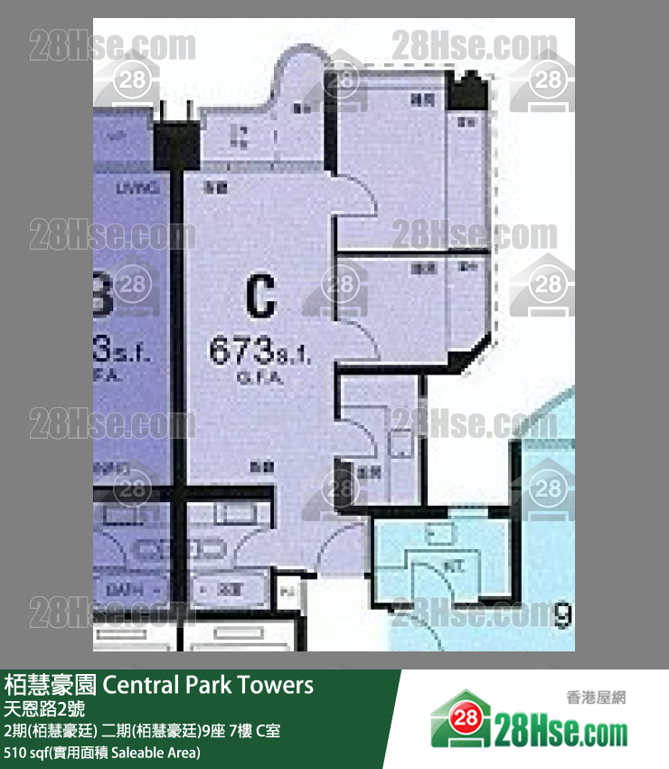 栢慧豪园 2期(栢慧豪廷)二期(栢慧豪廷)9座7楼 C室 平面图