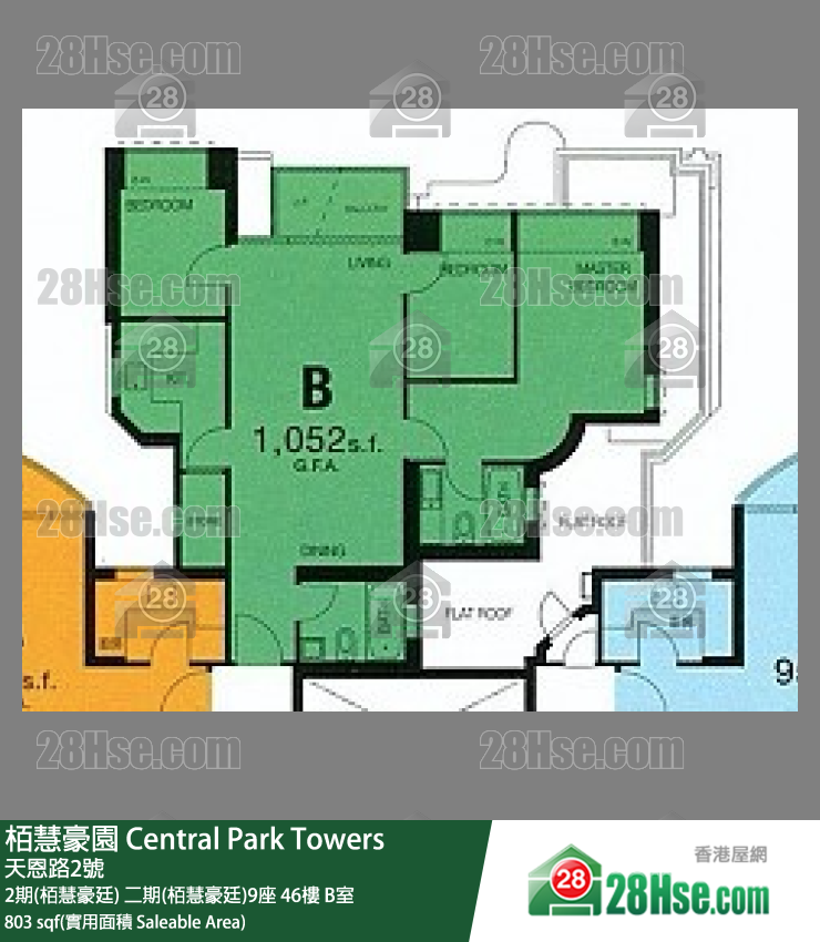 栢慧豪園 2期(栢慧豪廷)二期(栢慧豪廷)9座46樓 B室 平面圖