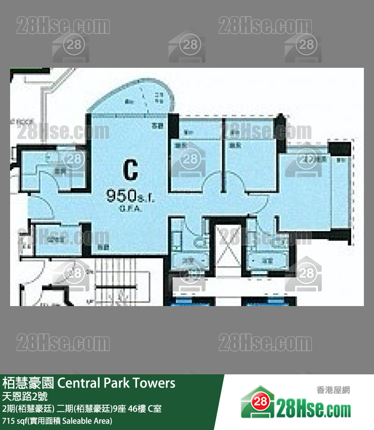 栢慧豪園 2期(栢慧豪廷)二期(栢慧豪廷)9座46樓 C室 平面圖