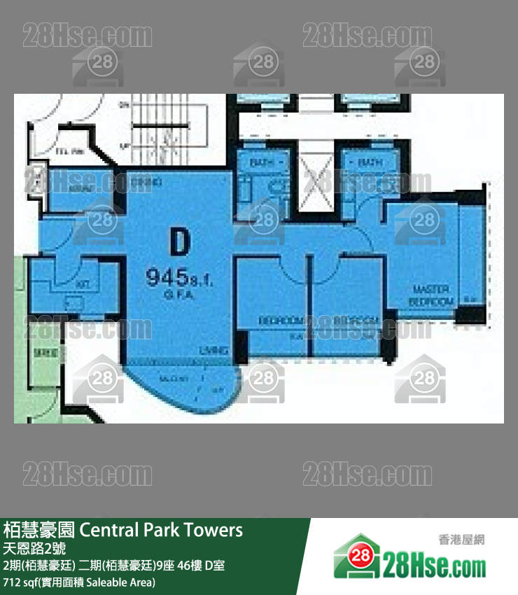 栢慧豪園 2期(栢慧豪廷)二期(栢慧豪廷)9座46樓 D室 平面圖