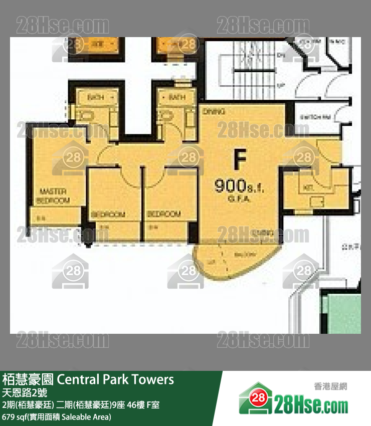 栢慧豪園 2期(栢慧豪廷)二期(栢慧豪廷)9座46樓 F室 平面圖