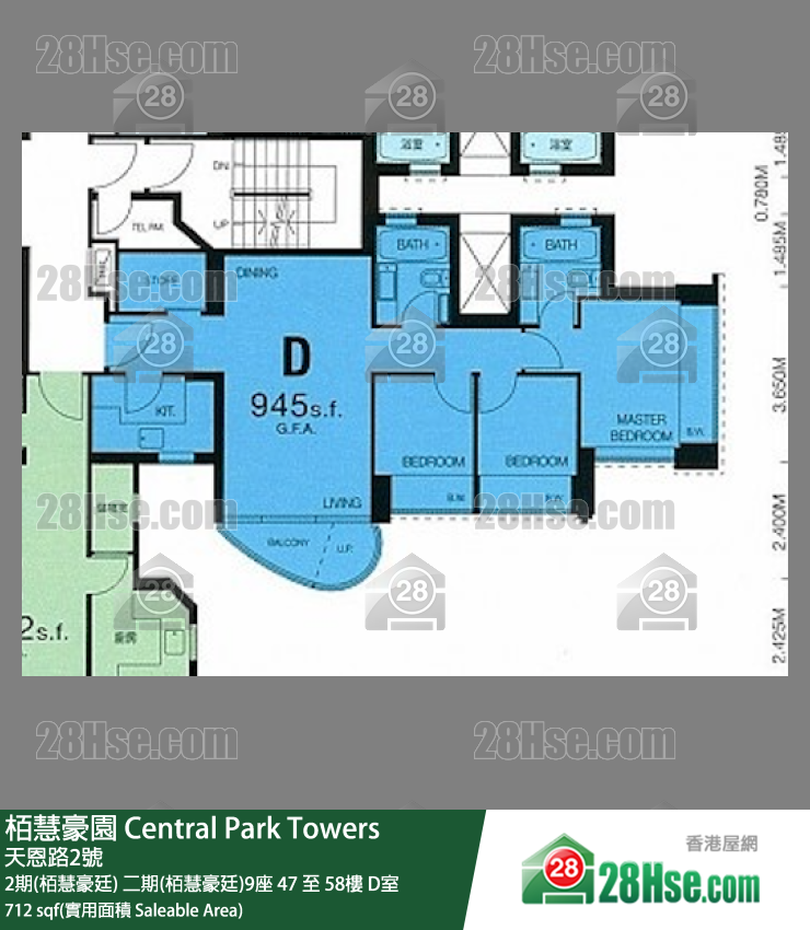 栢慧豪園 2期(栢慧豪廷)二期(栢慧豪廷)9座48樓 D室 平面圖