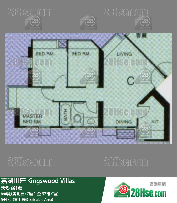 嘉湖山莊 第6期(美湖居)7座19樓 C室 平面圖