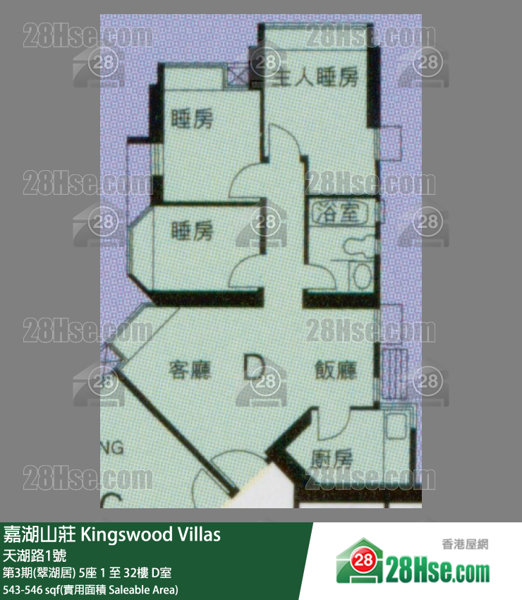嘉湖山庄 第3期(翠湖居)5座32楼 D室 平面图