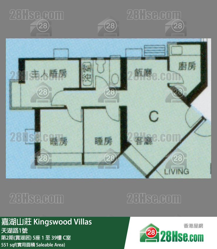 嘉湖山莊 第2期(賞湖居)5座10樓 C室 平面圖
