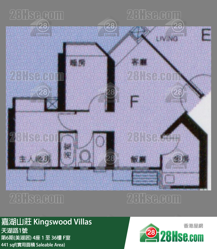 嘉湖山莊 第6期(美湖居)4座36樓 F室 平面圖