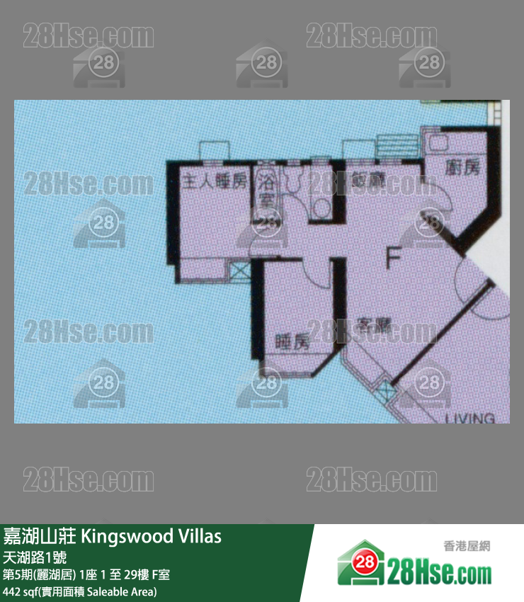 嘉湖山庄 第5期(丽湖居)1座1楼 F室 平面图