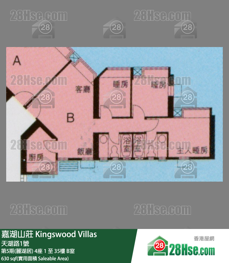 嘉湖山莊 第5期(麗湖居)4座26樓 B室 平面圖