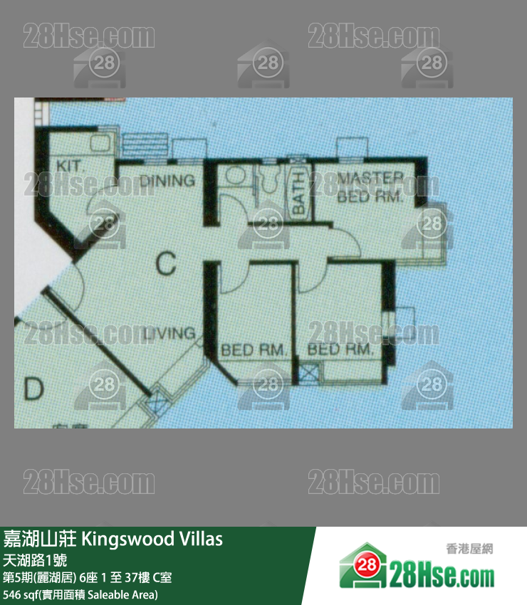 嘉湖山庄 第5期(丽湖居)6座9楼 C室 平面图