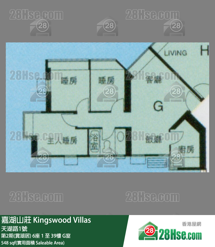 嘉湖山庄 第2期(赏湖居)6座37楼 G室 平面图