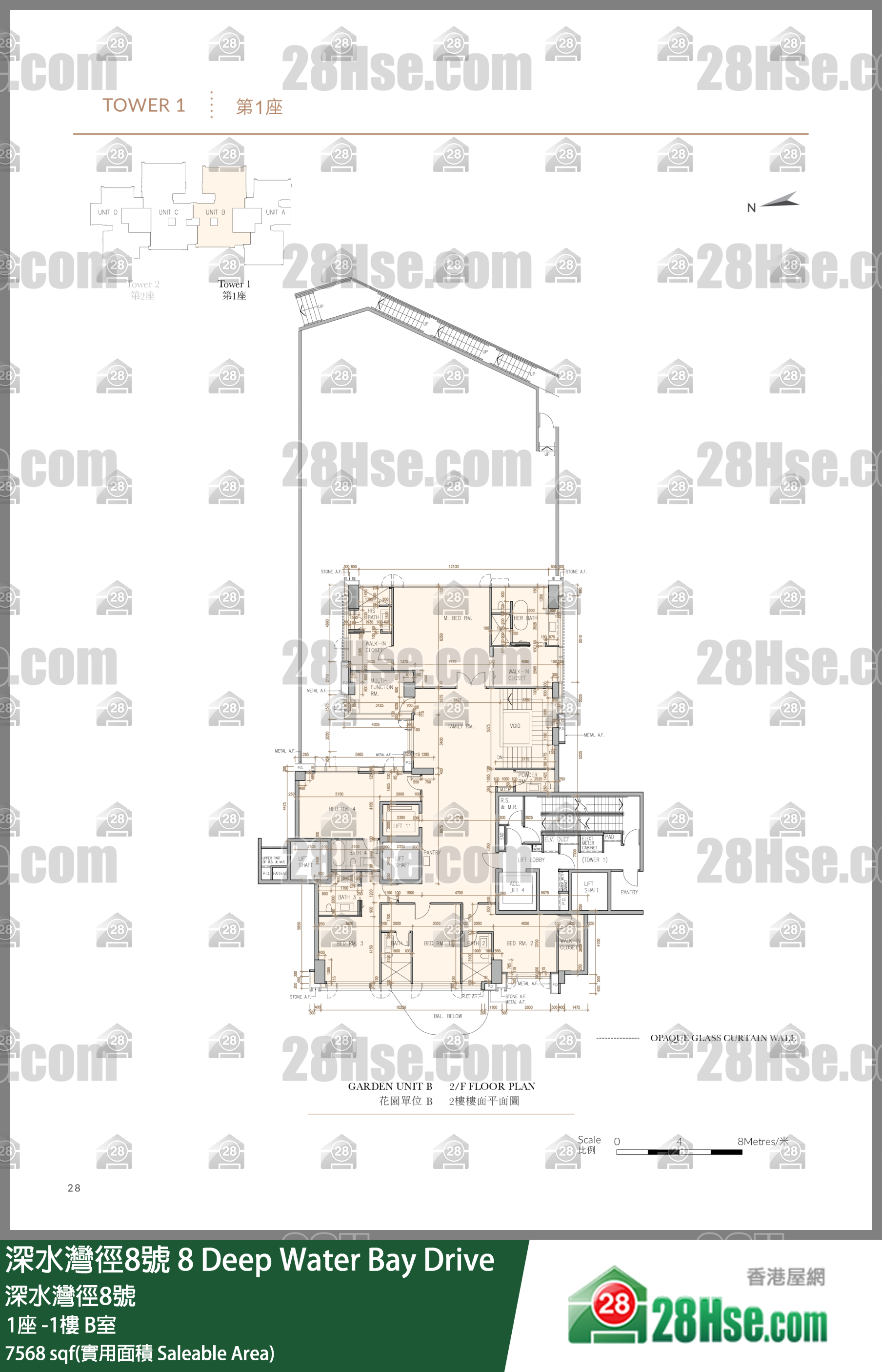 深水灣徑8號 大廈1座UG樓 B室 平面圖