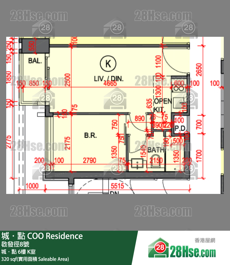 城点 单位平面图(由 28Hse 提供)