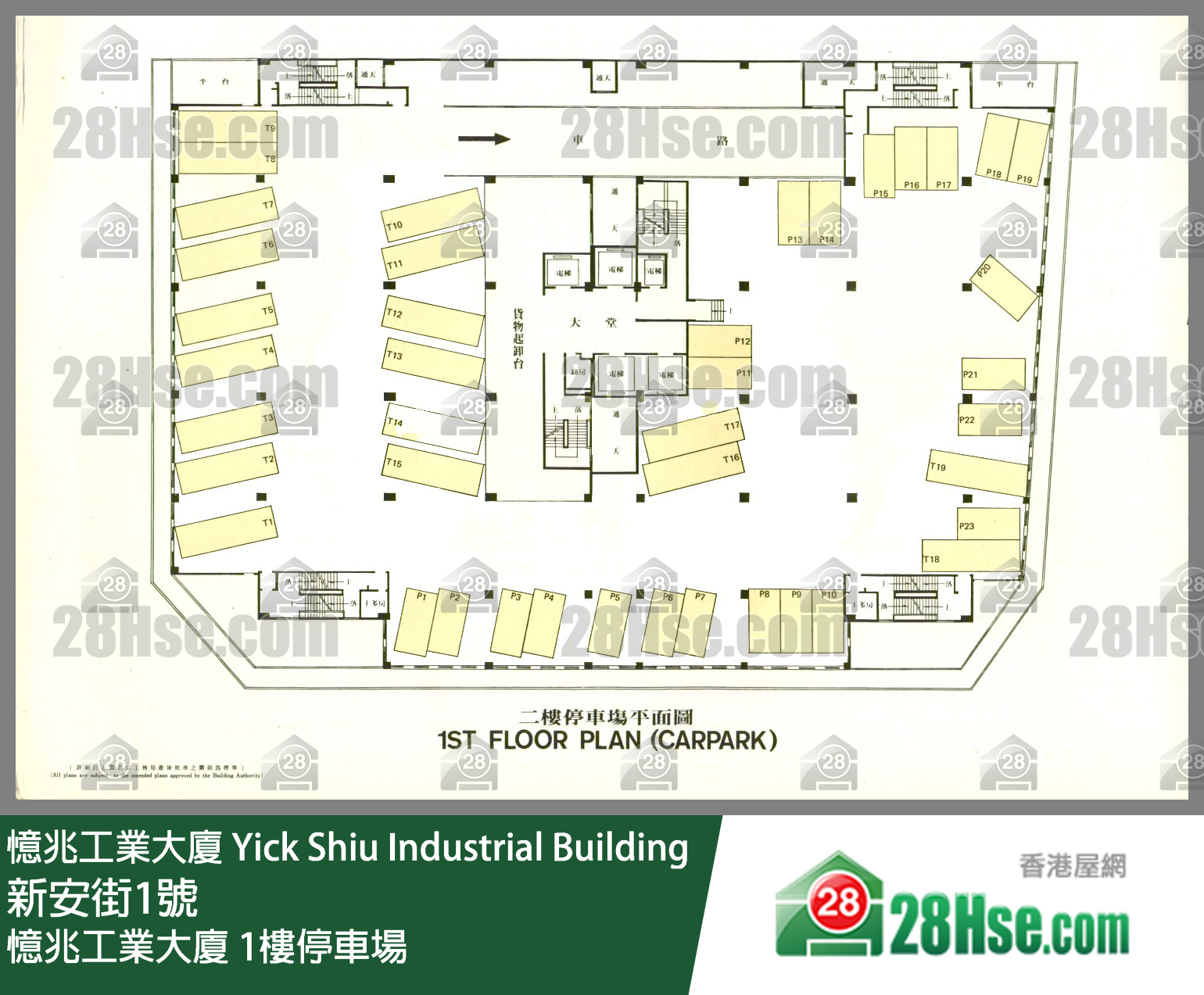 忆兆工业大厦 1楼停车场 平面图 忆兆工业大厦 1楼停车场 平面图