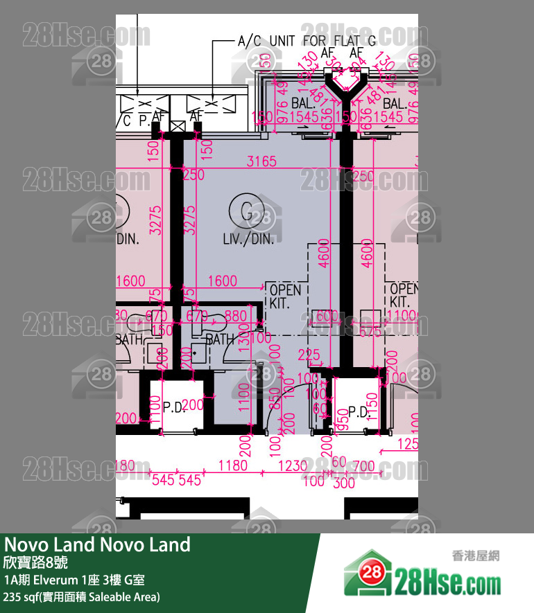 Novo Land 1A期 Elverum 1座 3樓 G室 平面圖