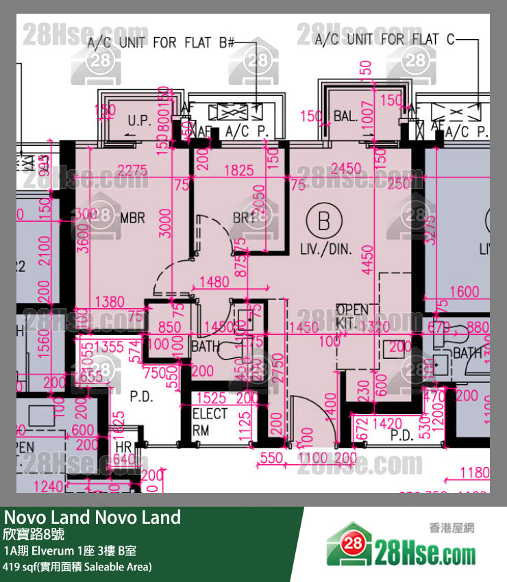 Novo Land 1A期 Elverum 1座 3樓 B室 平面圖