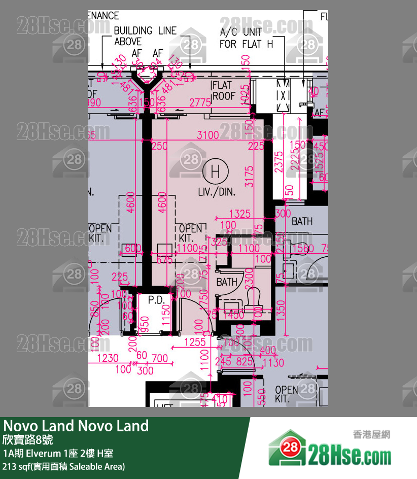 Novo Land 1A期 Elverum 1座 2樓 H室 平面圖