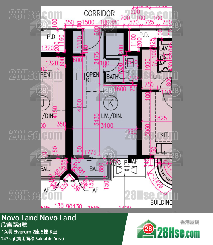 Novo Land 1A期 Elverum 2座 5樓 K室 平面圖