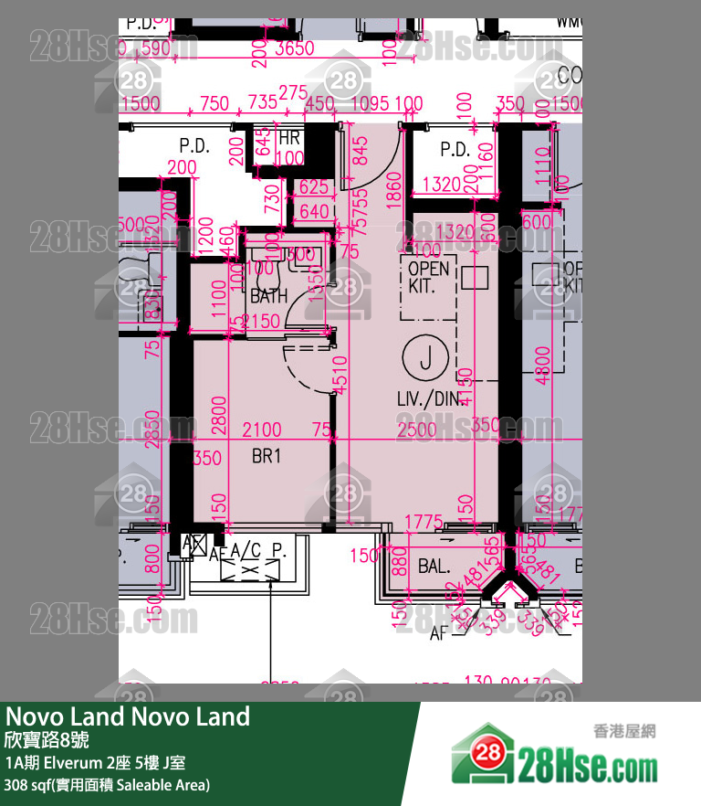 Novo Land 1A期 Elverum 2座 5樓 J室 平面圖