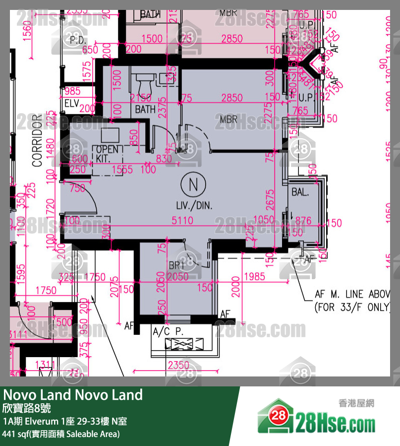 Novo Land 1A期 Elverum 1座 29樓 N室 平面圖