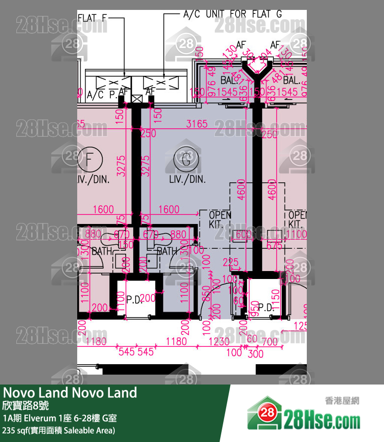 Novo Land 單位平面圖(由 28Hse 提供) Novo Land 單位平面圖(由 28Hse 提供)