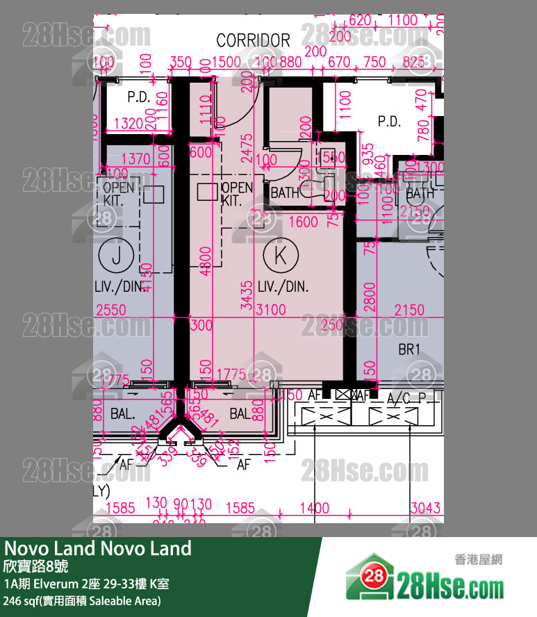 Novo Land 1A期 Elverum 2座 31樓 K室 平面圖