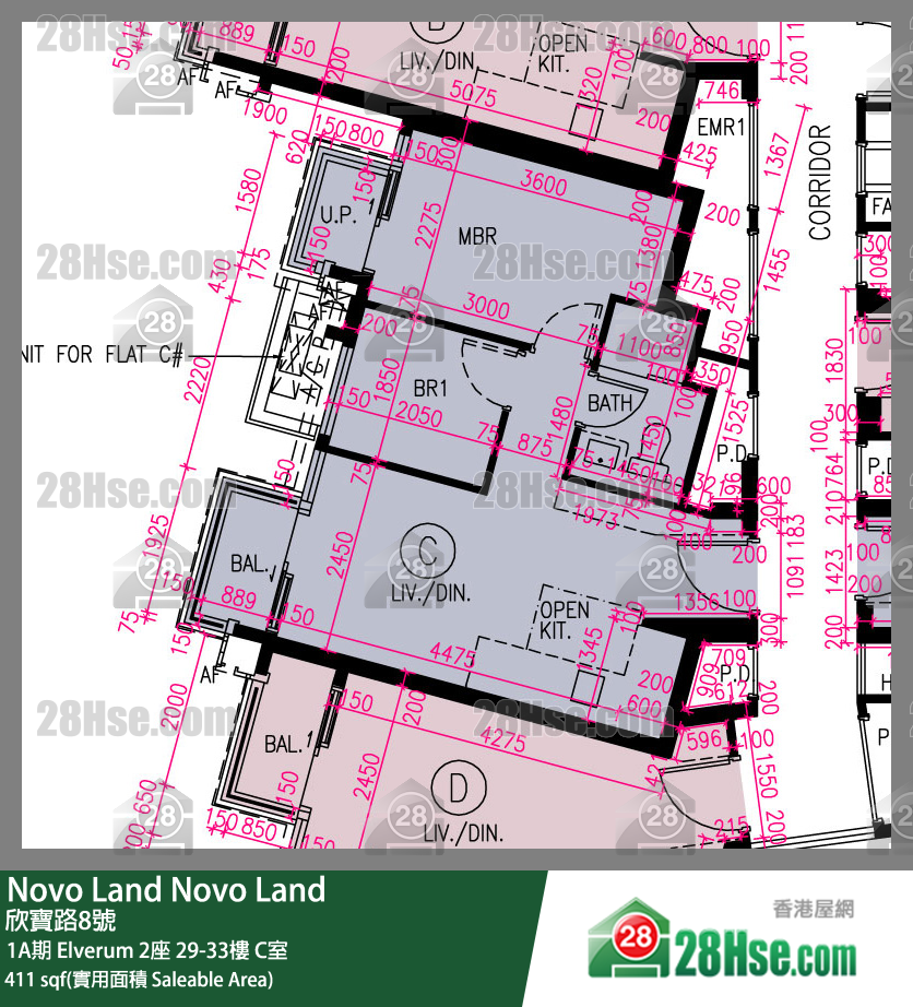 Novo Land 1A期 Elverum 2座 29樓 C室 平面圖