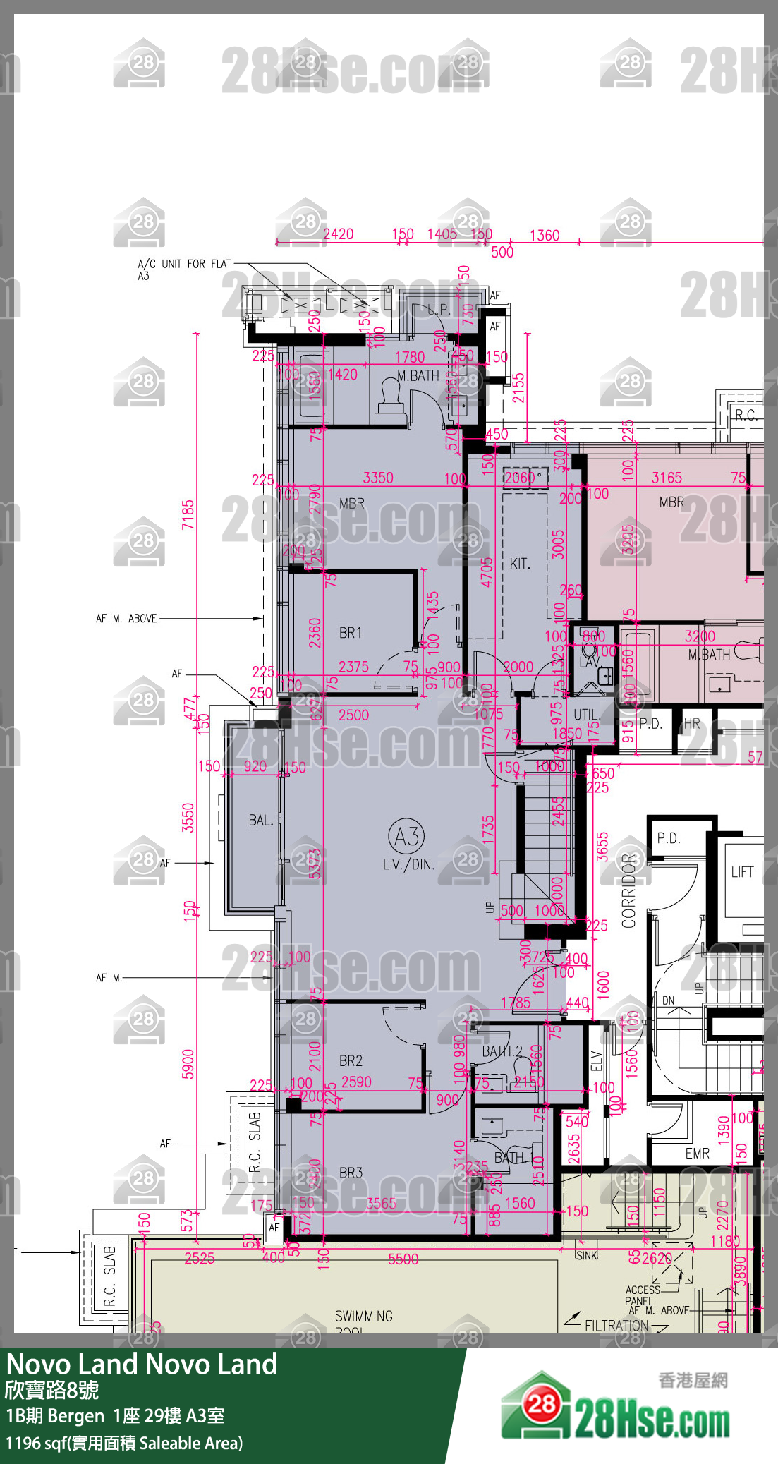 Novo Land 1B期Bergen  1座29楼 A3室 平面图