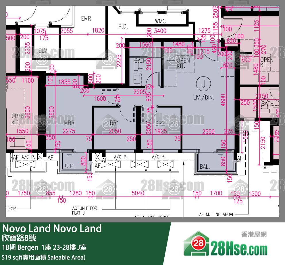 Novo Land 1B期 Bergen  1座 23楼 J室 平面图