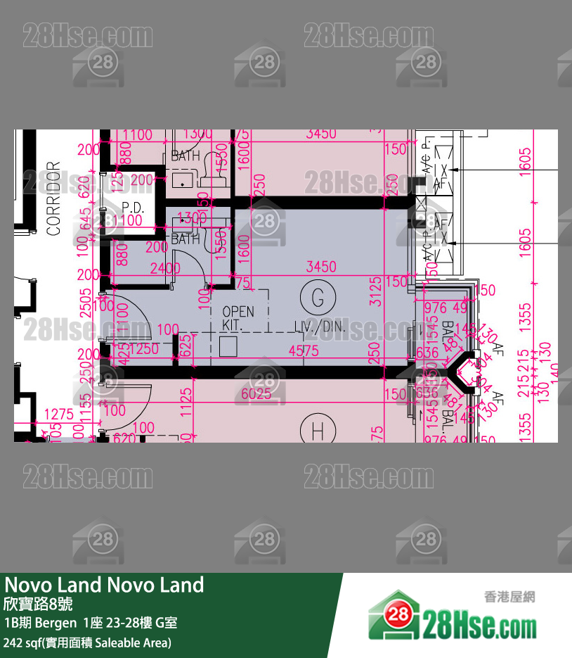 Novo Land 1B期 Bergen  1座 28樓 G室 平面圖