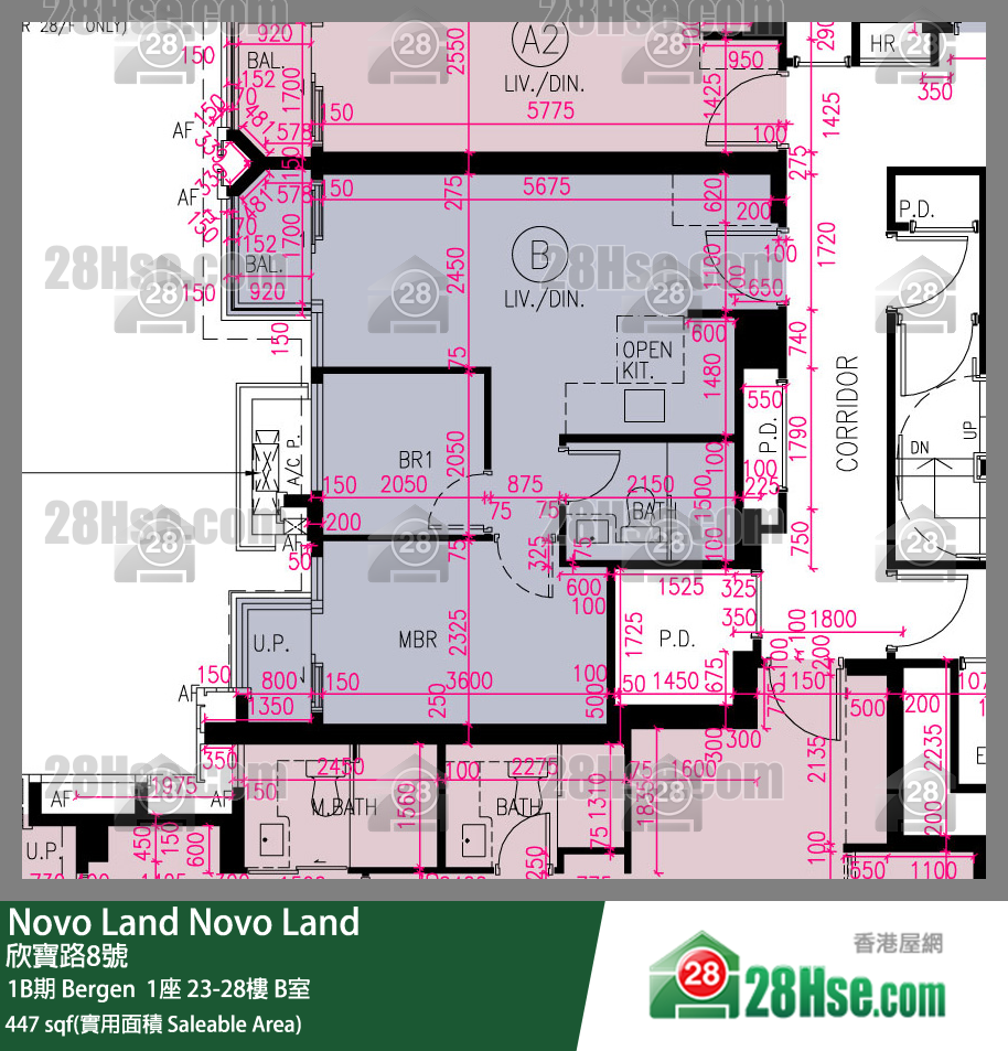Novo Land 1B期 Bergen  1座 28樓 B室 平面圖