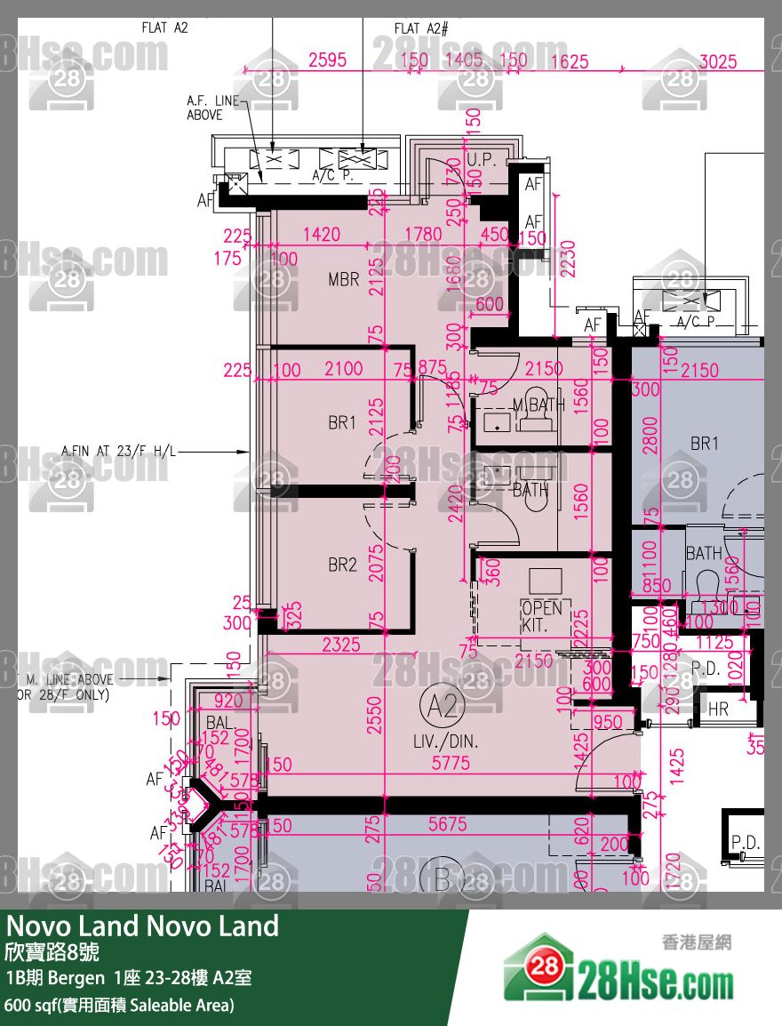 Novo Land 1B期 Bergen  1座 28樓 A2室 平面圖