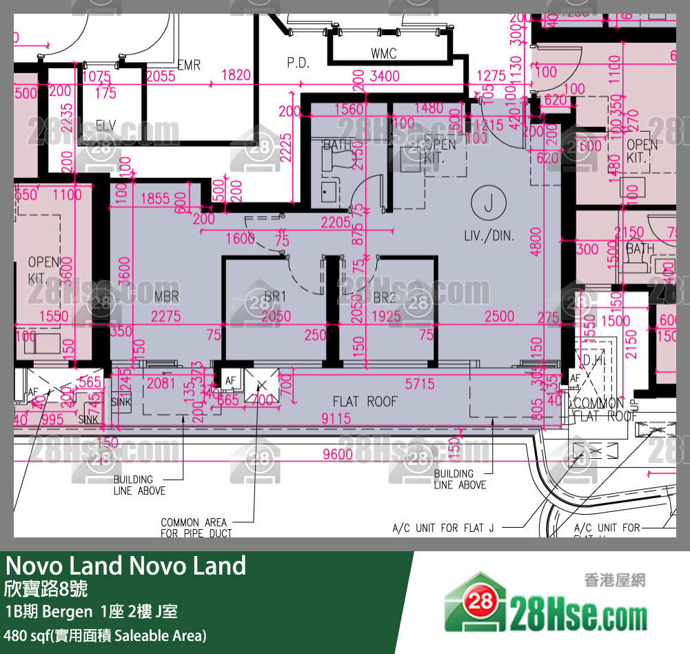Novo Land 1B期 Bergen  1座 2樓 J室 平面圖