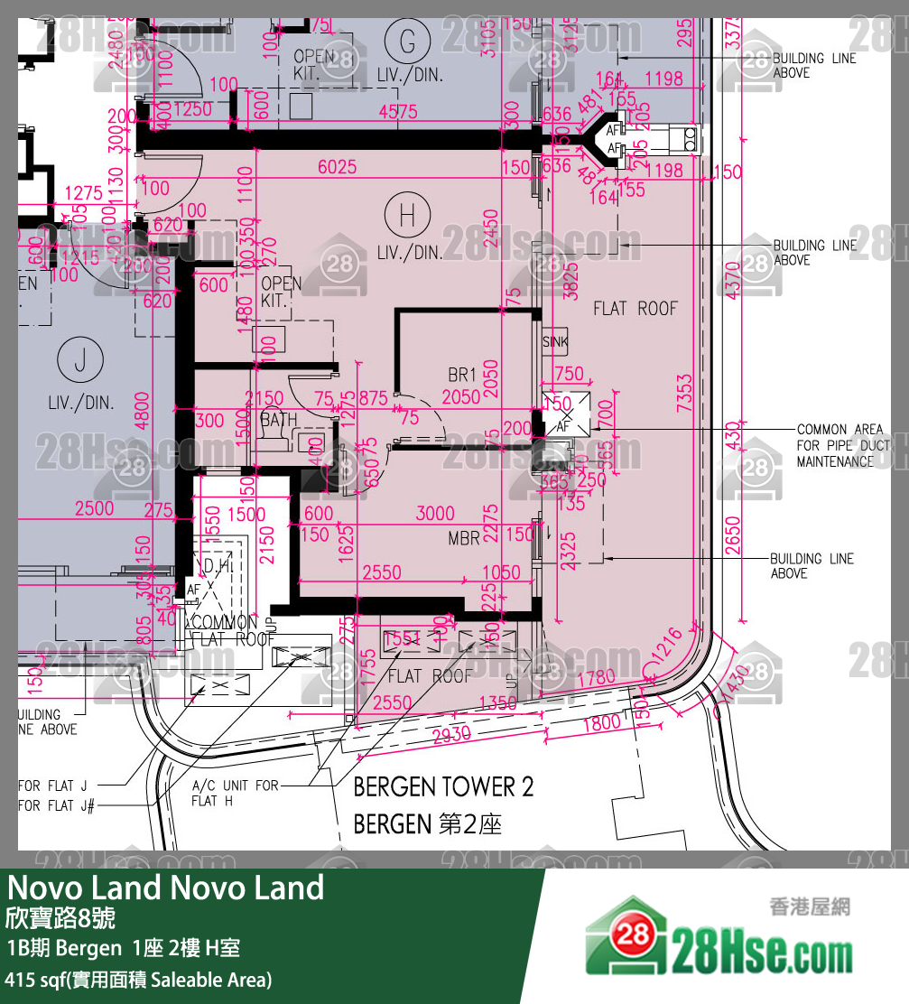 Novo Land 1B期Bergen  1座2樓 H室 平面圖
