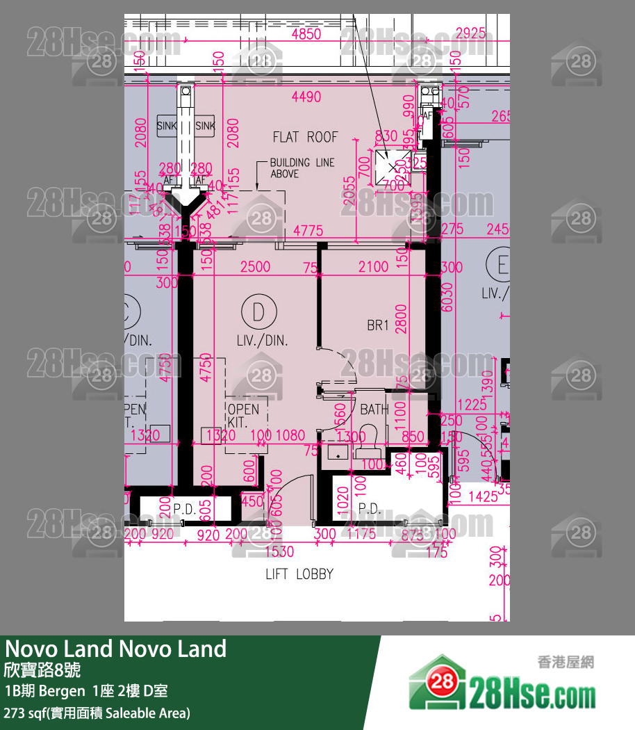 Novo Land 1B期 Bergen  1座 2樓 D室 平面圖