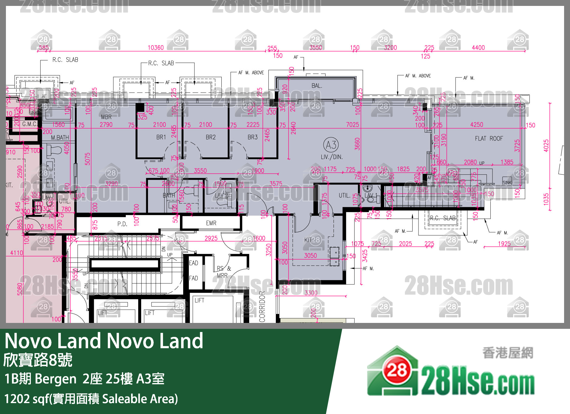 Novo Land 1B期Bergen  2座25樓 A3室 平面圖