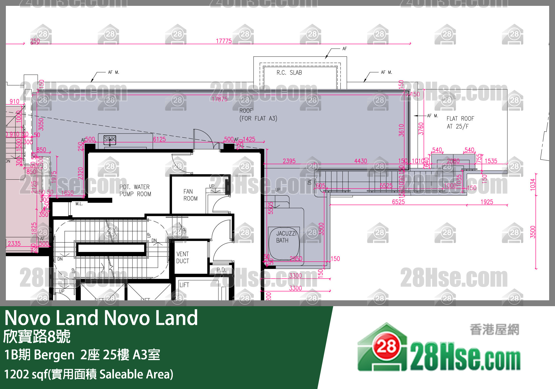 Novo Land 1B期Bergen  2座25樓 A3室 平面圖