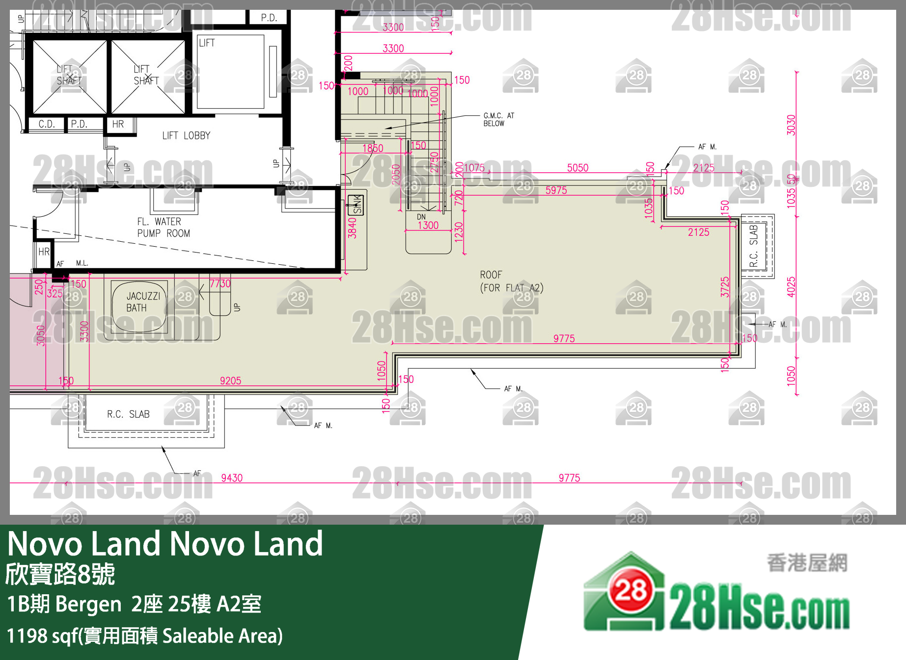 Novo Land 1B期Bergen  2座25樓 A2室 平面圖