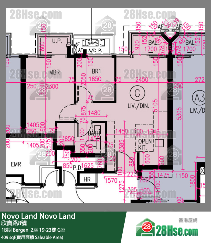 Novo Land 1B期 Bergen  2座 21樓 G室 平面圖