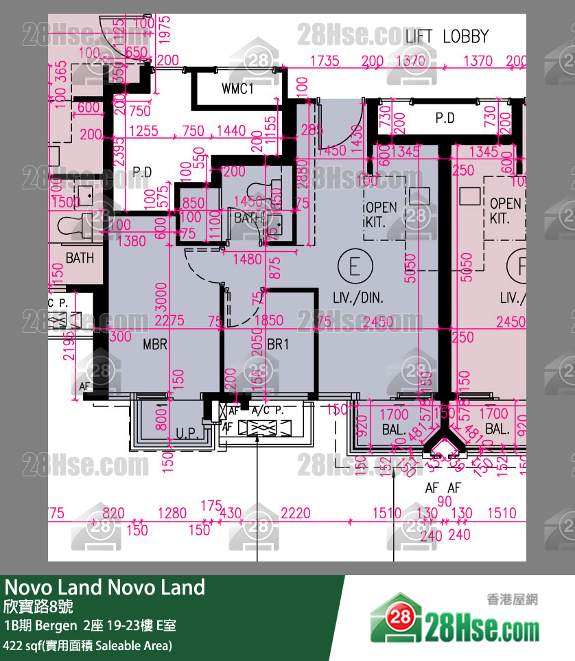 Novo Land 1B期 Bergen  2座 20樓 E室 平面圖