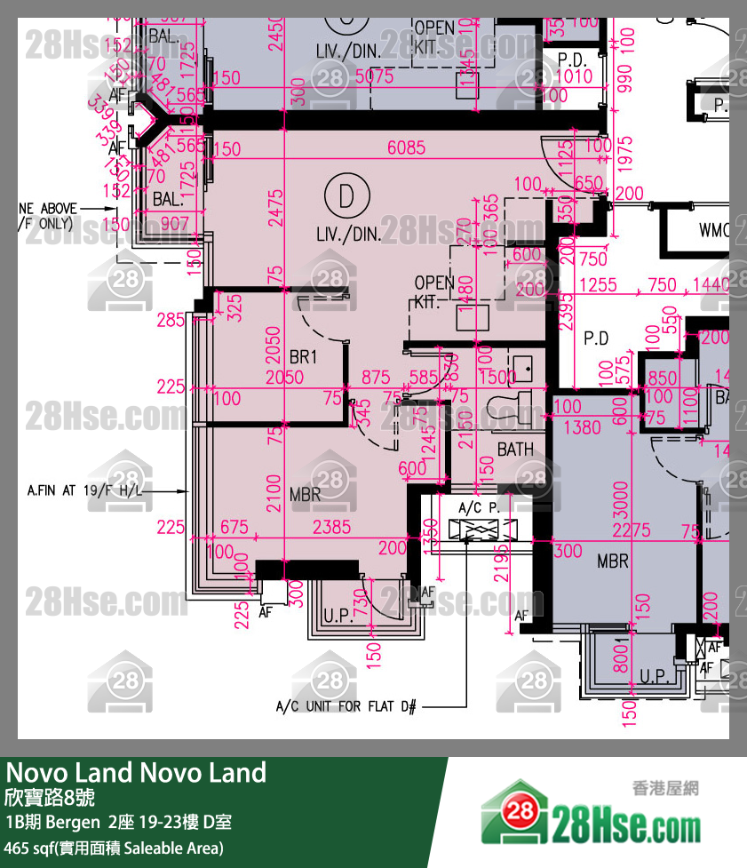Novo Land 1B期 Bergen  2座 23樓 D室 平面圖